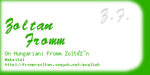 zoltan fromm business card